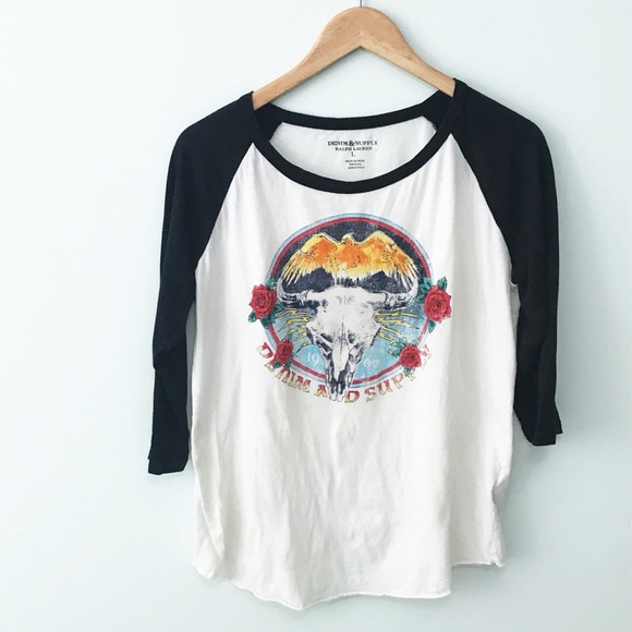 Denim & Supply Ralph Lauren Tops - DENIM & SUPPLY Black white Raglan Top